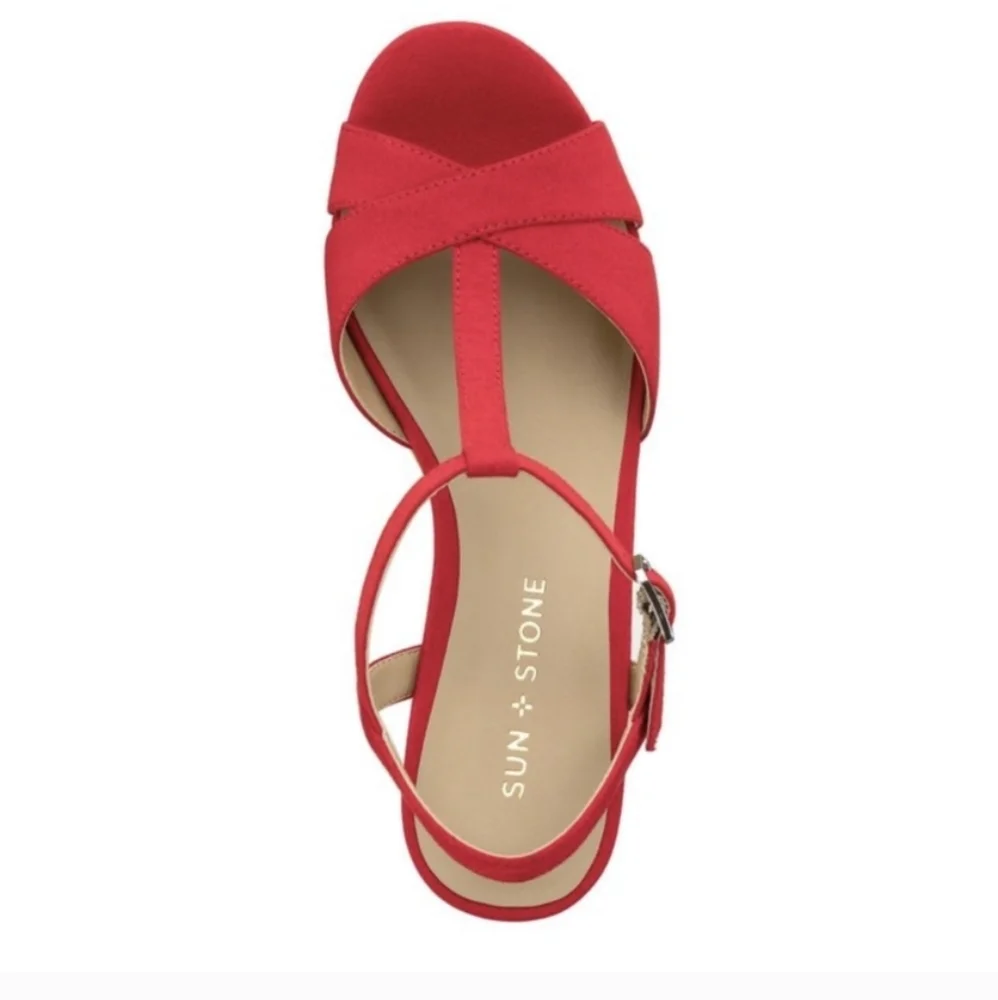 Sun + Stone Jillien Red Platform Slingback Sandals - Picture 3 of 5